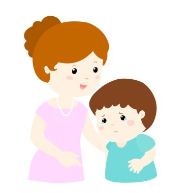 Anne ağlayan oğlu vektör yatıştırır