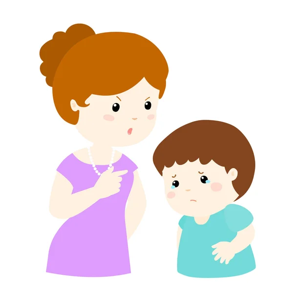 Mom scolds her son on white background vector illustration — Stock Vector