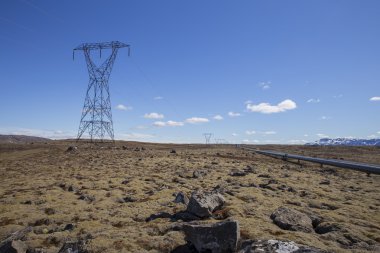 Electric pole and pipe in Iceland