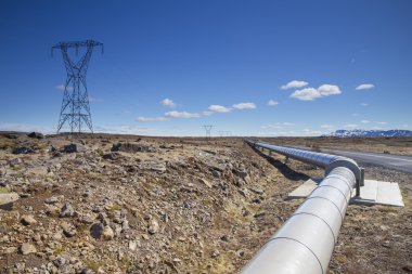 Electric pole and pipe in Iceland