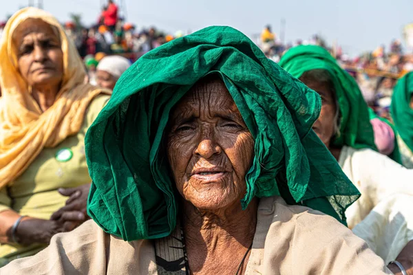 Bauern Protestieren Der Grenze Delhi Gegen Das Neue Landwirtschaftsgesetz — Stockfoto