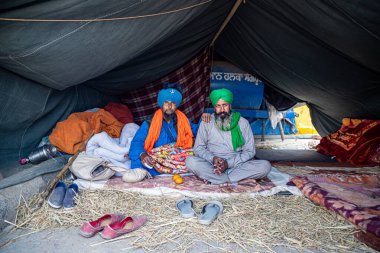 Delhi Haryana sınırındaki protesto sırasında bir çiftçinin portresi.
