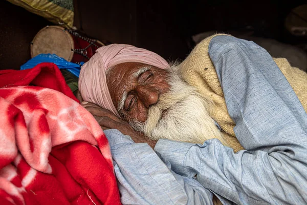 Porträt Eines Bauern Der Während Des Protests Der Grenze Delhi — Stockfoto