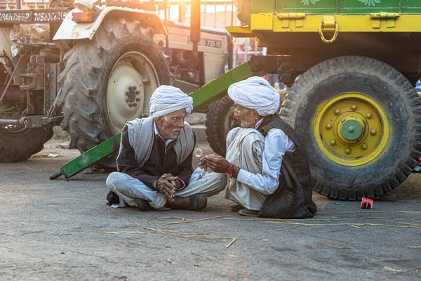 Porträt Eines Indischen Bauern Der Grenze Delhi Sie Protestieren Gegen — Stockfoto