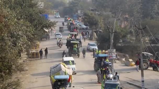 Janeiro 2021 Delhi Indiafarmers Tractor Rally Tikri Border Farmers Estão — Vídeo de Stock