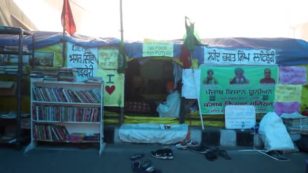 January 2021 Delhi Indialibrary Tikri Border Farmers Protest Protesting New 로열티 프리 스톡 푸티지