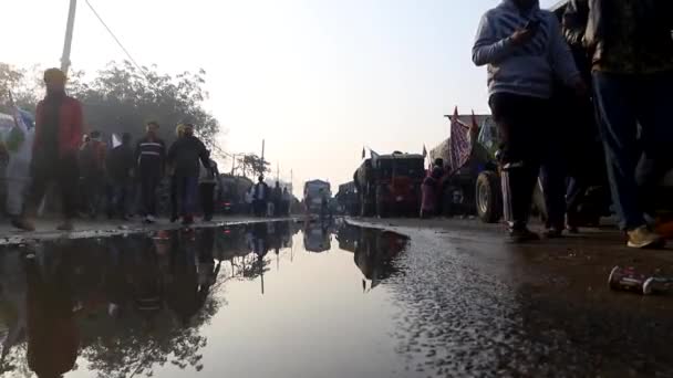 Bilder Sikh Bonden Vid Delhi Gränsen Protesten Protesterar Mot Jordbrukslag — Stockvideo