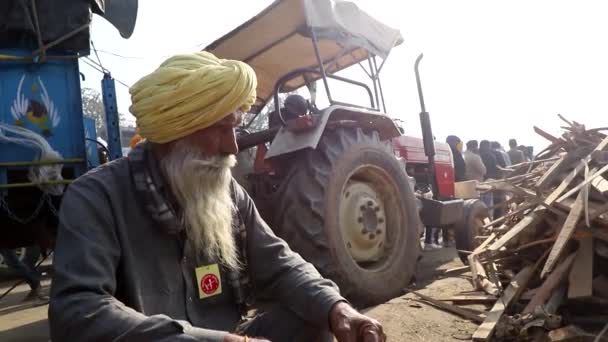Bauern Während Des Protests Der Grenze Singhu Sie Protestieren Gegen — Stockvideo