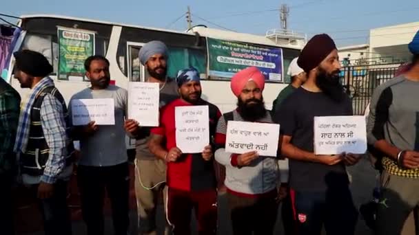 Janjanuary 2021 Delhi Indiafarmers Під Час Протесту Проти Singhu Border — стокове відео