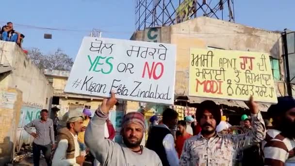 January 2021 Delhi Indiafarmers Protest Singhu Border Protesting New Farm — Stock Video