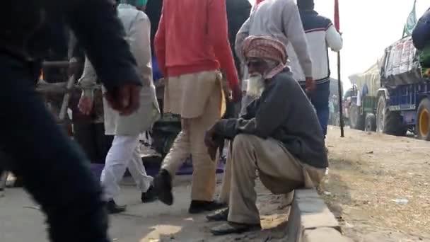 January 2021 Delhi Indiafarmers Protest Singhu Border Protesting New Farm — Stock Video