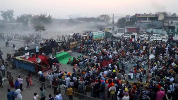 January 2021 Delhi Indiafarmers Protest Singhu Border Protesting New Farm — Vídeo de Stock