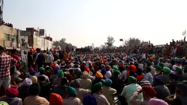 Styczeń 2021 Delhi Indiafarmers Podczas Protestu Granicy Singhu Protestują Przeciwko — Wideo stockowe