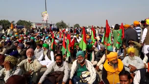 Bauern Protestieren Gegen Neues Agrargesetz Der Indischen Regierung — Stockvideo