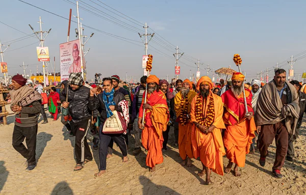 Nagas Sadhu Yeryüzündeki Büyük Cemaat Olan Kumbh Mela Kumbh Daki Stok Fotoğraf