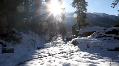 view of Snow Covered Mountains Winter landscape in himachal, india