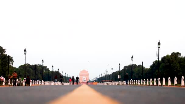 Uma Vista Portão Índia Delhi Início Manhã — Vídeo de Stock