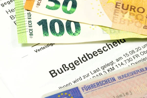 Bußgeldbescheid Führerschein Und Geld — Stockfoto