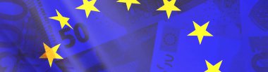 Panorama ve Euro banknotları olarak Avrupa Birliği bayrağı