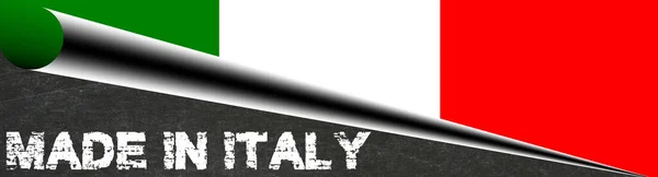 意大利国旗和意大利制造的标语 — 图库照片