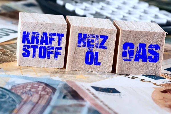 Euro Banknoten Und Preise Für Kraftstoff Heizöl Und Gas — Stockfoto