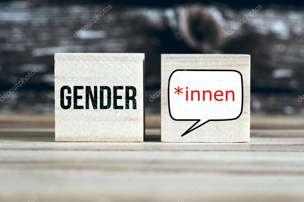 Wooden cubes and the word gender