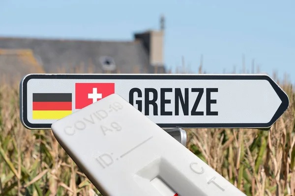 Corona Test Border Germany Switzerland — Stock Photo, Image