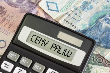 Money Polish zloty PLN, calculator and gasoline prices in Poland clipart
