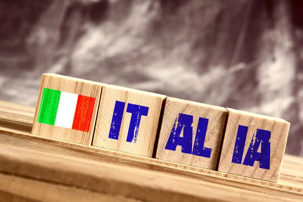 Italiens Flagga Och Ordet Italia — Stockfoto