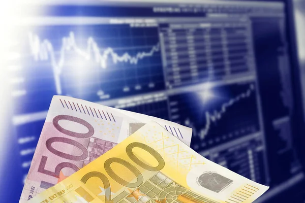Euro Banknotes Price Board Stock Exchange — Stock Photo, Image