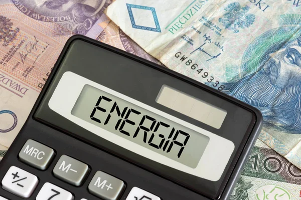 Geld Polnischer Zloty Pln Taschenrechner Und Energiepreise — Stockfoto