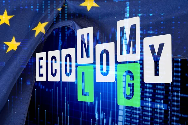 Vlajka Podnikání Ekonomika Ekologie Evropské Unie — Stock fotografie