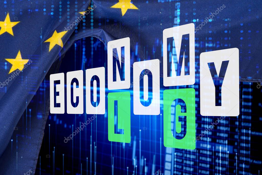 European Union flag, business, economy and ecology