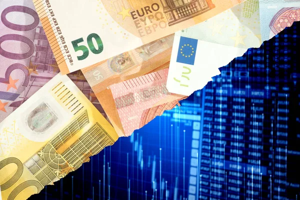 Billetes Euros Tabla Precios Bolsa — Foto de Stock