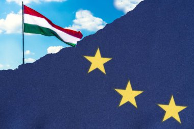 Macaristan ve Avrupa Birliği 'nin bayrakları