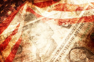 Amerika bayrağı ve dolar.