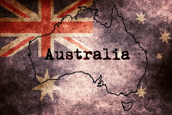 Map and national flag of Australia