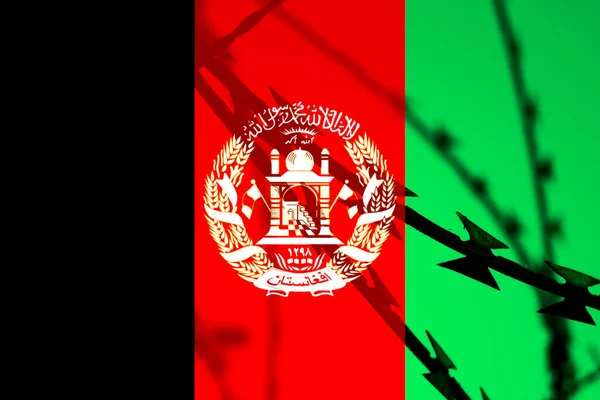 Bandera Afganistán Alambre Púas — Foto de Stock