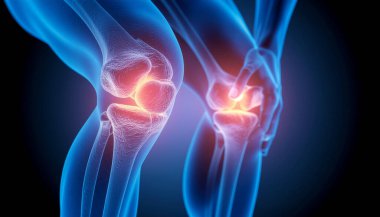 Diz ağrısından muzdarip bir insanın sembolik fotoğrafı.