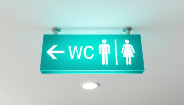 Umumi tuvaleti gösteren yeşil bir tabela.