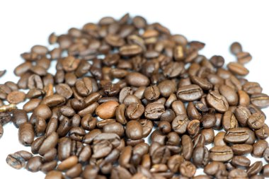 Yakın plan taze kavrulmuş kahve çekirdekleri.