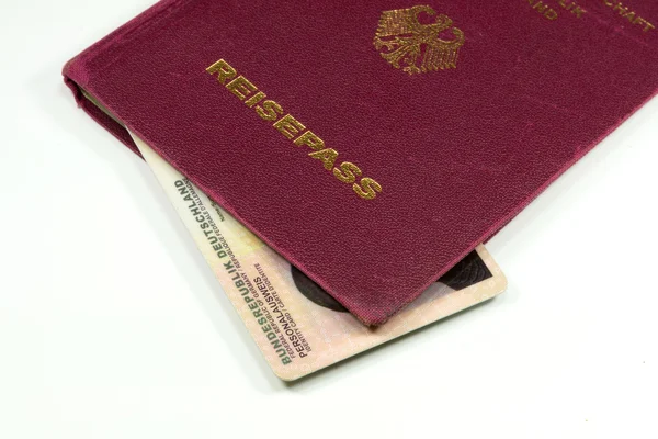 Close Tiro Passaporte Alemão Isolado Branco — Fotografia de Stock