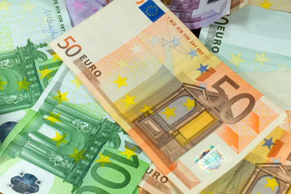 Primer Plano Los Billetes Efectivo Euros Como Fondo — Foto de Stock