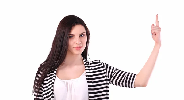 Portrait of a young businesswoman while presenting her project on board — Stock Photo, Image