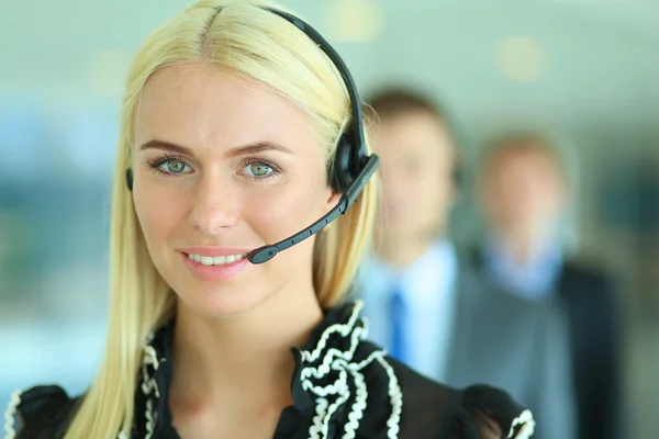 Portrait of  support phone operator with the headset — Stock Photo, Image