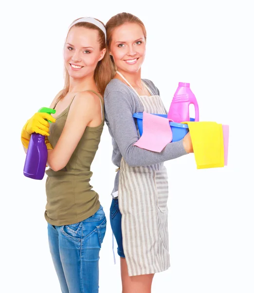 O retrato de meninas - conceito de limpeza, isolado no fundo branco — Fotografia de Stock