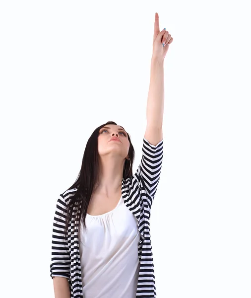 Portrait of a successful woman showing something — Stock Photo, Image