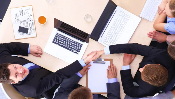 Business team with hands together - teamwork concepts — Stock Photo, Image