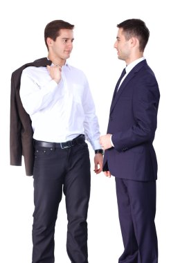 tokalaşırken, beyaz zemin üzerine izole iş adamları