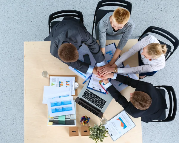 Business team with hands together - teamwork concepts — Stock Photo, Image